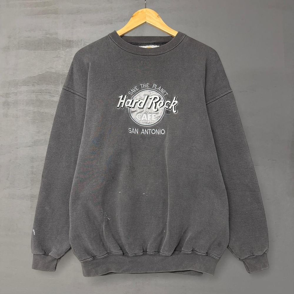 Vintage Hard Rock Cafe‎ Faded Sweatshirt San Antonio Grey Distressed XL